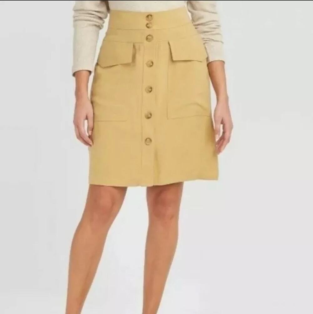 Target A New Day Mustard Yellow Button Down Skirt Size 10